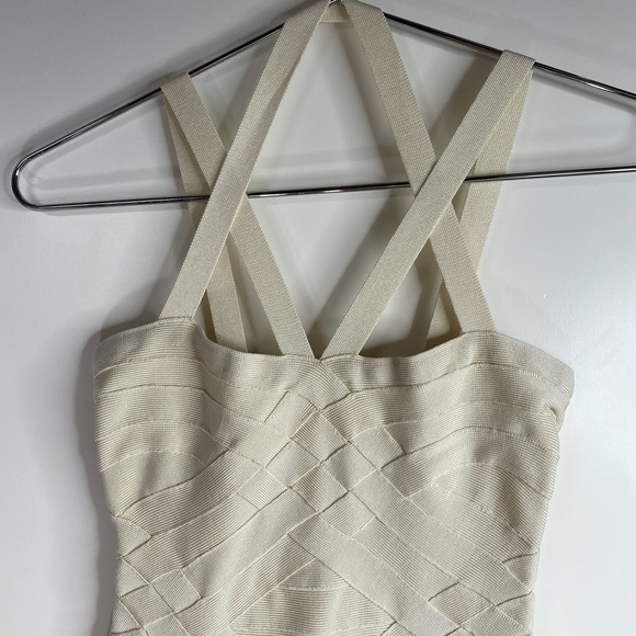 Herve Leger Ivory Bandage Dress EUC Size XXS - Picture 8 of 16